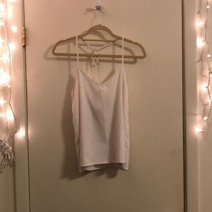 White Flowy V-neck Racerback Cami